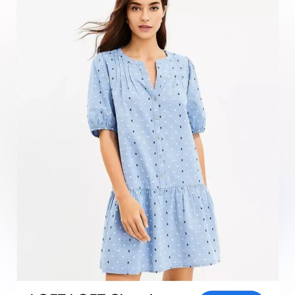 LOFT CLIP CHAMBRAY TIERED SWING DRESS NEW WITH TAG (a310)